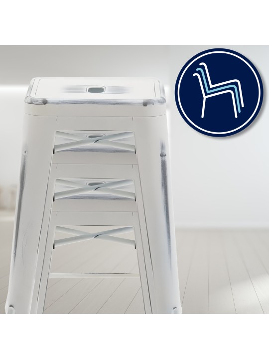 Set van 4 barkrukken Joshua, antiek wit Set van 4 barkrukken Joshua, antiek wit