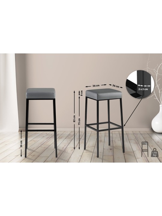 Set van 2 barkrukken Montreal 85 kunstleer, grijs