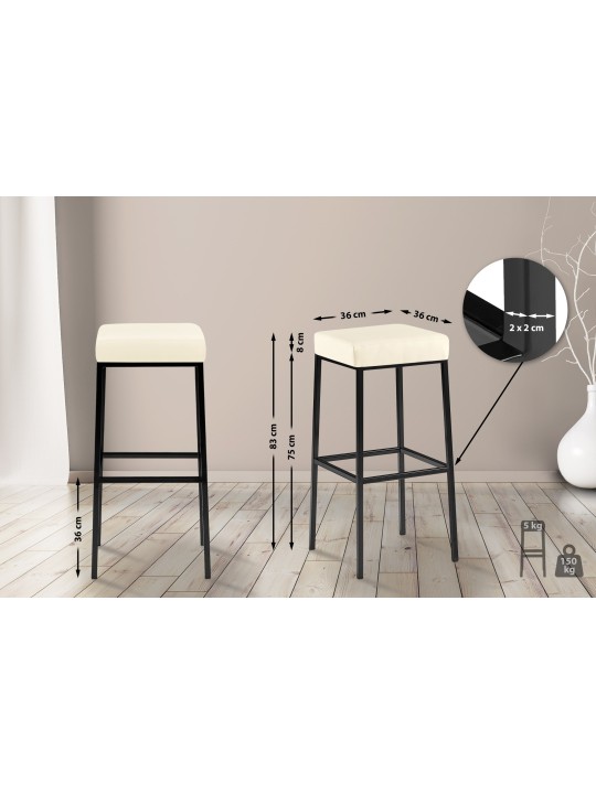 Set van 2 barkrukken Montreal 85 kunstleer, crème