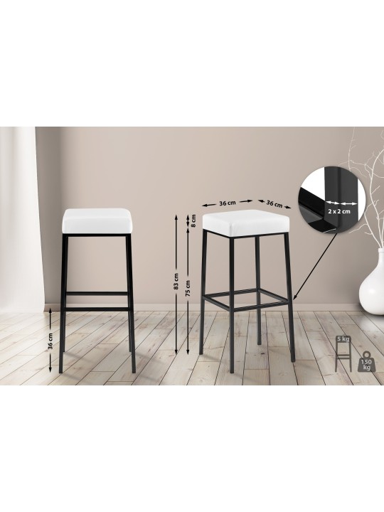 Set van 2 barkrukken Montreal 85 kunstleer, wit