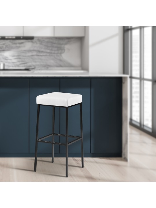 Set van 2 barkrukken Montreal 85 kunstleer, wit