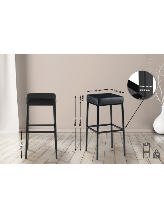 Set van 2 barkrukken Montreal 80 kunstleer, zwart