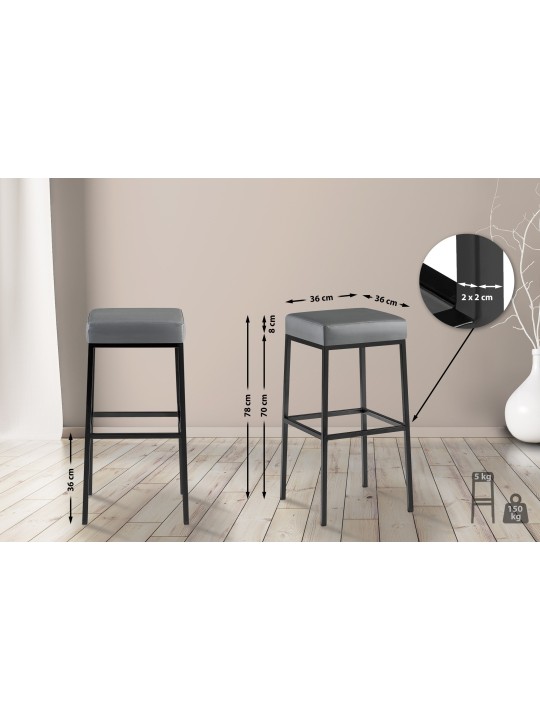 Set van 2 barkrukken Montreal 80 kunstleer, grijs