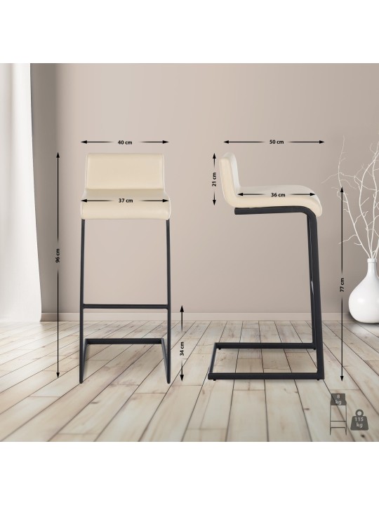 Barkruk Newport kunstleer B, crème