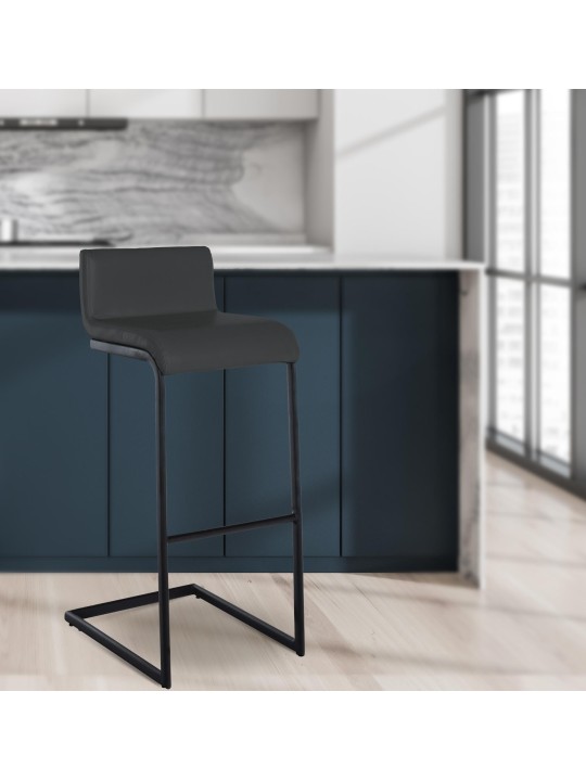 Barkruk Newport kunstleer B, donkergrijs