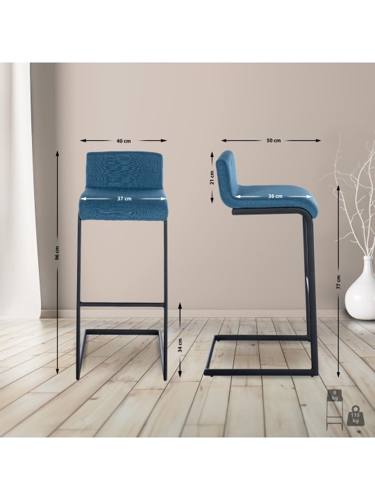 Barkruk Newport stof B, blauw