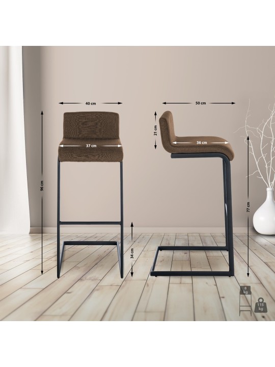 Barkruk Newport stof B, bruin