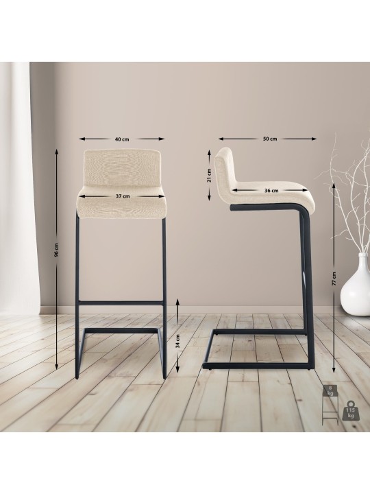 Barkruk Newport stof B, crème