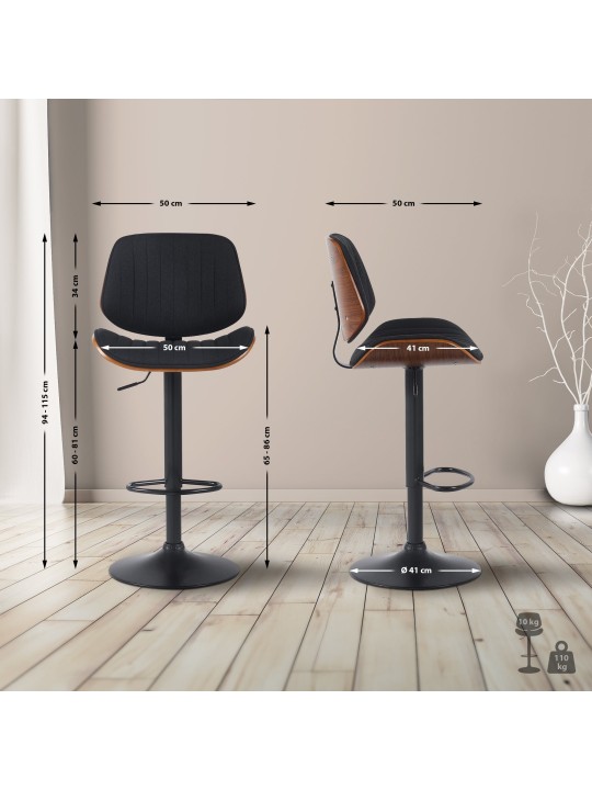 Barkruk Clawson stof, walnoot/zwart Barkruk Clawson stof, walnoot/zwart