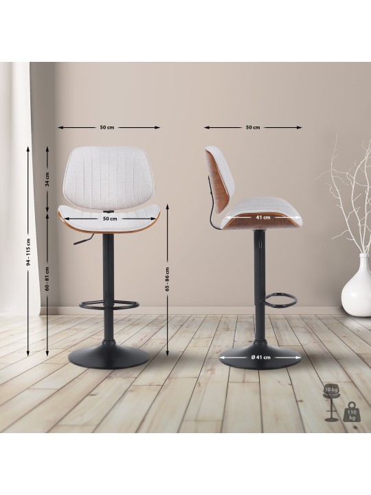 Barkruk Clawson stof, walnoot/crème Barkruk Clawson stof, walnoot/crème