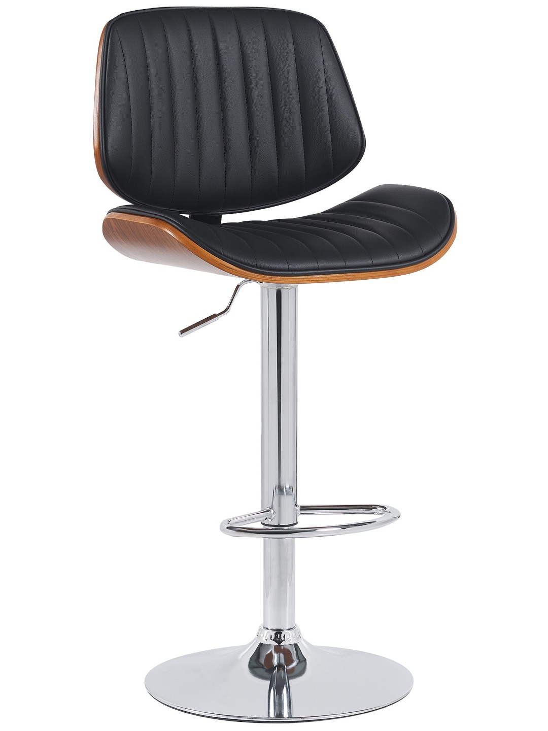 Barkruk Clawson kunstleer chroom, walnoot/zwart