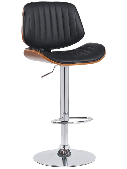 Barkruk Clawson kunstleer chroom, walnoot/zwart