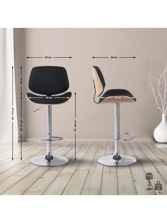 Barkruk Clawson stof chroom, naturel/zwart Barkruk Clawson stof chroom, naturel/zwart