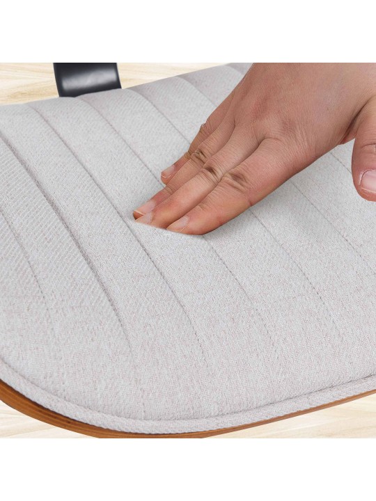 Barkruk Clawson stof chroom, walnoot/crème