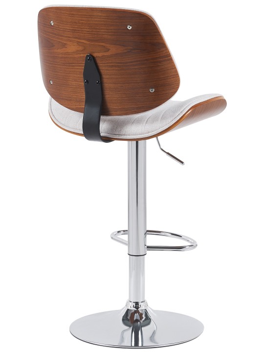 Barkruk Clawson stof chroom, walnoot/crème