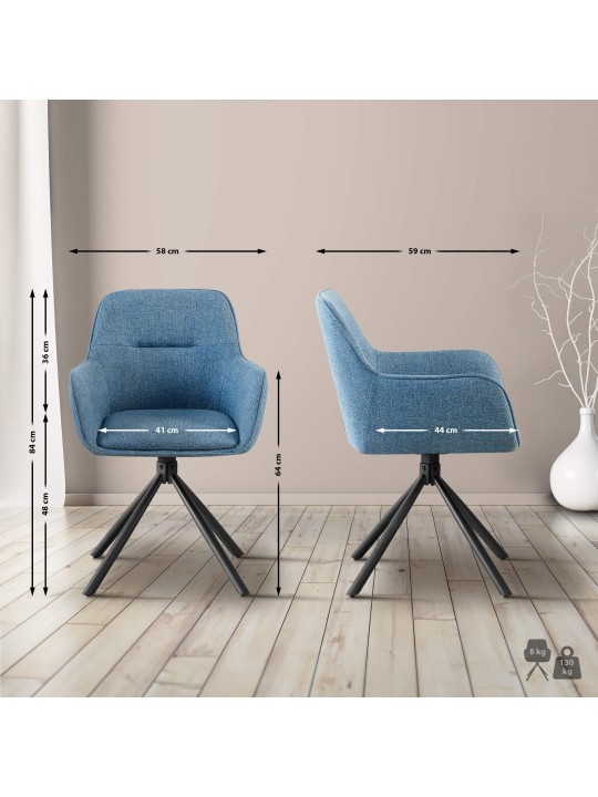 Stoel Tipton stof, blauw