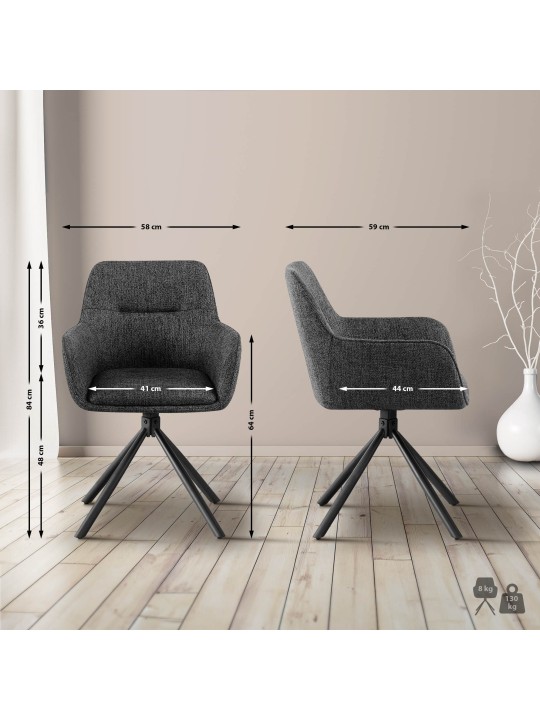 Stoel Tipton stof, donkergrijs