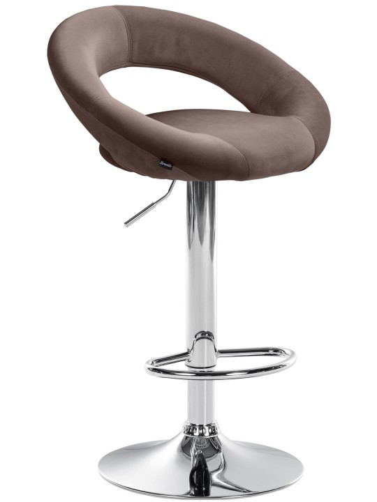 Barkruk Olinda fluweel chroom, bruin