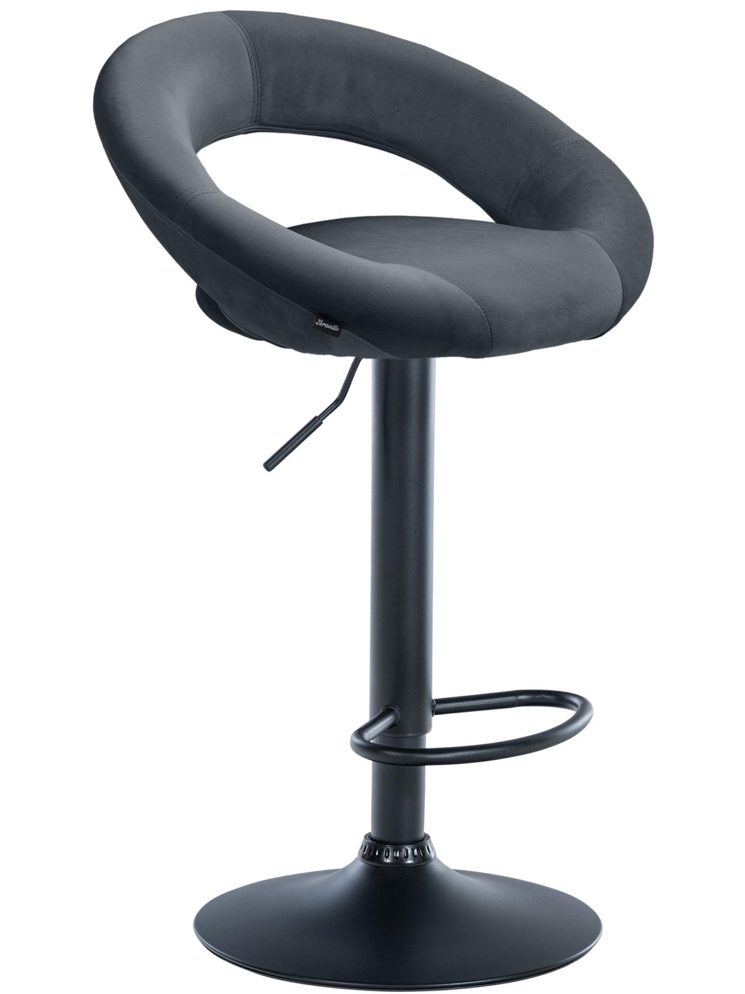 Barkruk Olinda fluweel, donkergrijs