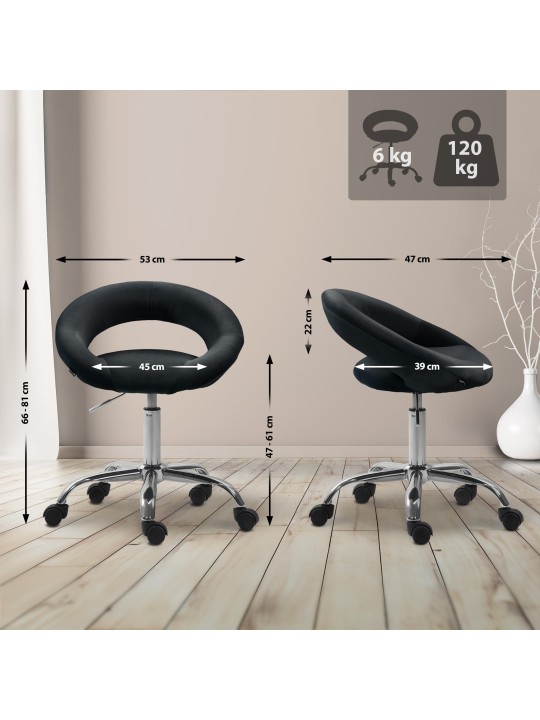 Werkkruk Olinda fluweel, zwart Werkkruk Olinda fluweel, zwart