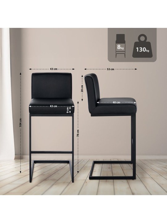 Barkruk Hopewell kunstleer B, zwart Barkruk Hopewell kunstleer B, zwart