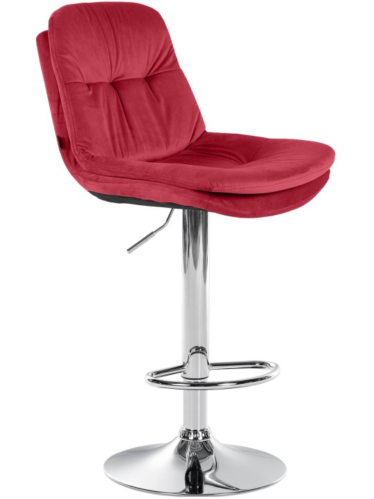 Barkruk Laurier Fluweel Chroom, rood