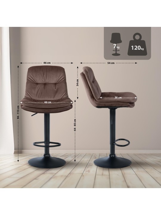 Barkruk Laurel fluweel, bruin