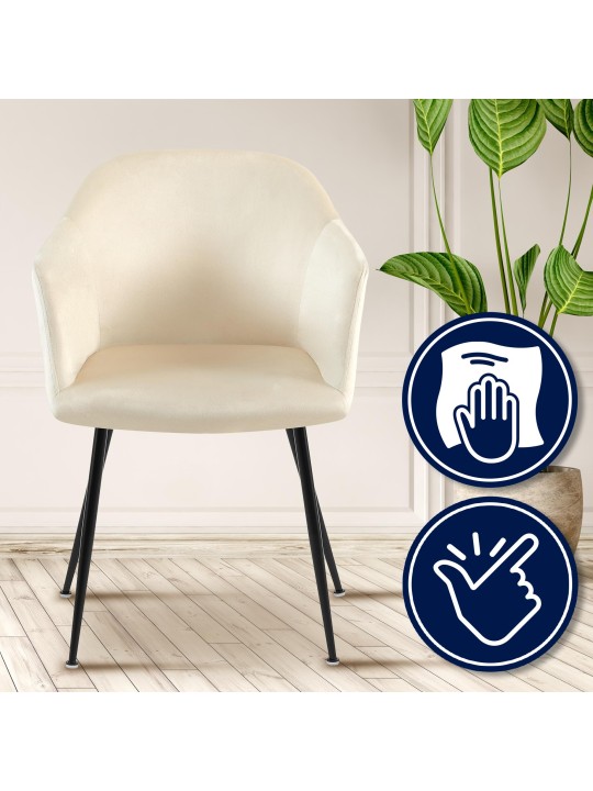 Jaysie fluwelen eetkamerstoel, crème