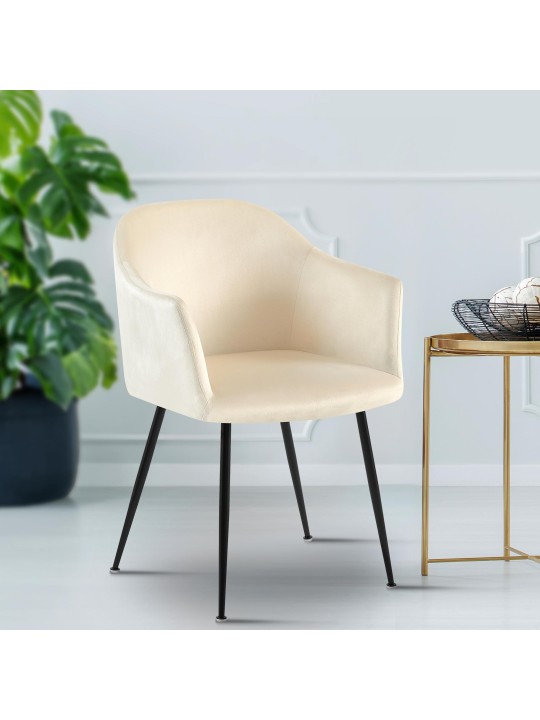 Jaysie fluwelen eetkamerstoel, crème