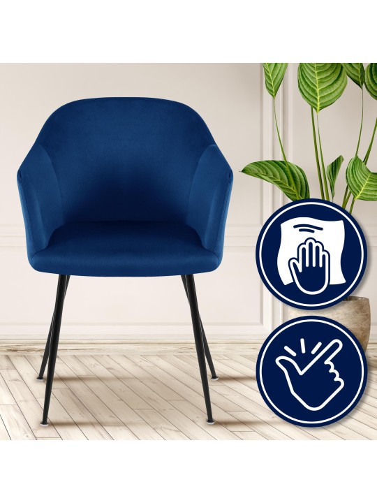 Jaysie fluwelen eetkamerstoel, donkerblauw Jaysie fluwelen eetkamerstoel, donkerblauw