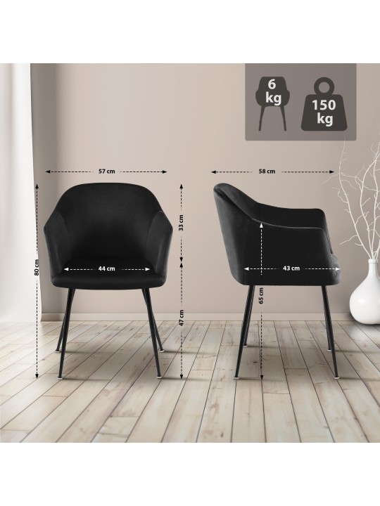 Jaysie fluwelen eetkamerstoel, zwart Jaysie fluwelen eetkamerstoel, zwart