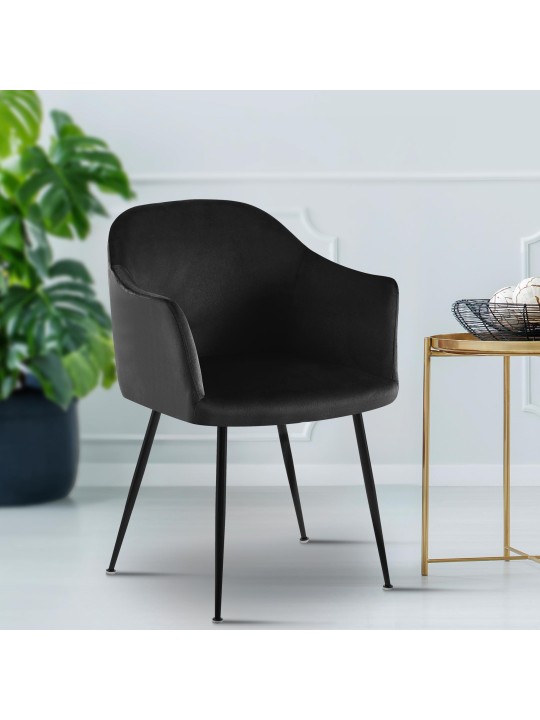 Jaysie fluwelen eetkamerstoel, zwart Jaysie fluwelen eetkamerstoel, zwart