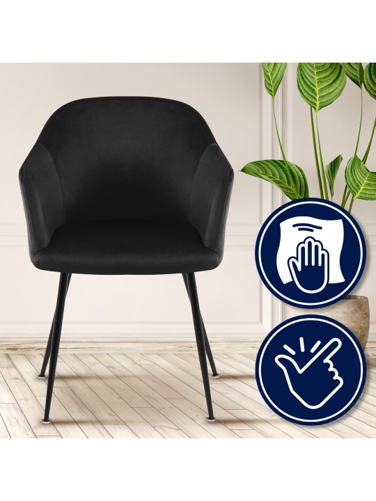 Jaysie fluwelen eetkamerstoel, zwart Jaysie fluwelen eetkamerstoel, zwart