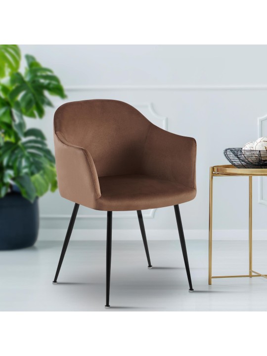 Jaysie fluwelen eetkamerstoel, bruin