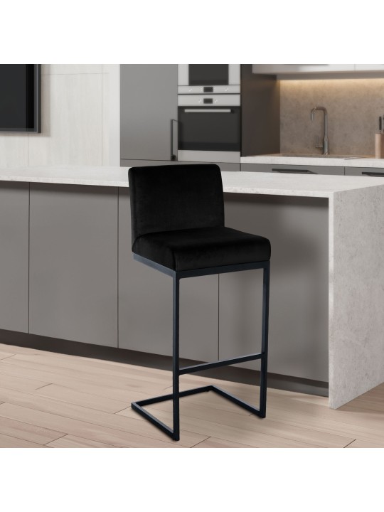 Barkruk Hopewell fluweel B, zwart Barkruk Hopewell fluweel B, zwart