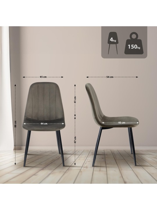 Baxter fluwelen eetkamerstoel, antraciet