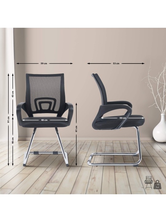 Set van 2 bezoekersstoelen Eureka, zwart