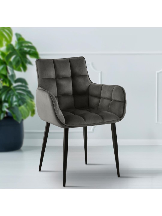 Stoel Tirana fluweel, antraciet