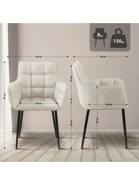 Stoel Tirana stof, ivoor Stoel Tirana stof, ivoor