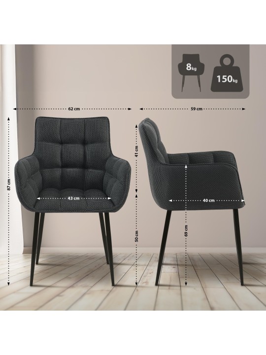 Stoel Tirana stof, titaniumgrijs