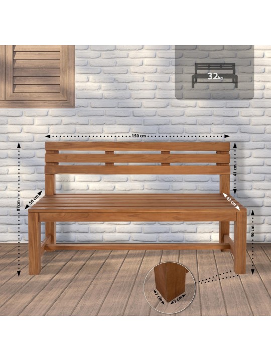 Teakhouten bank Augusta 150 cm, teak