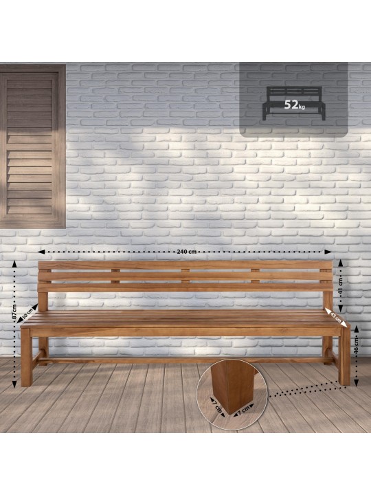 Teakhouten bank Augusta 240 cm, teak Teakhouten bank Augusta 240 cm, teak