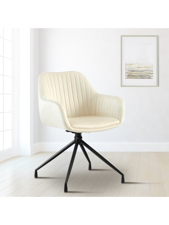 Welby fluwelen eetkamerstoel, crème