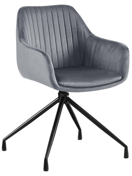 Welby fluwelen eetkamerstoel, donkergrijs