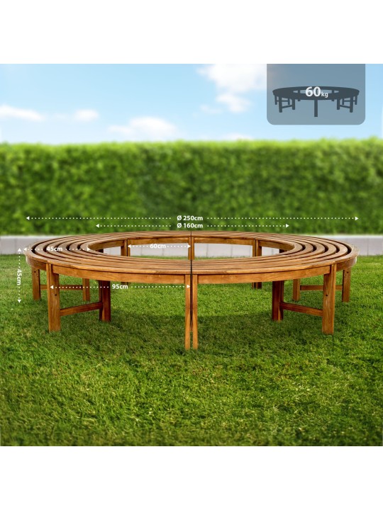 Boombank Nila 250 cm rond ZONDER rugleuning, bruin Boombank Nila 250 cm rond ZONDER rugleuning, bruin
