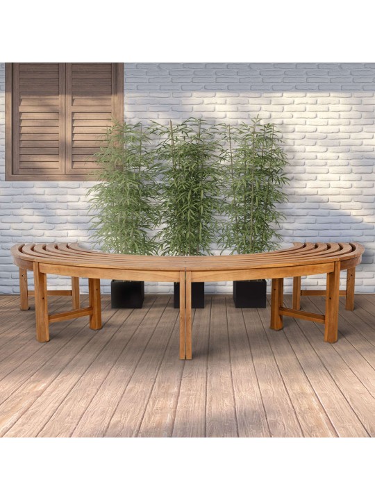 Boombank Heren 250 cm halfrond ZONDER rugleuning, teak Boombank Heren 250 cm halfrond ZONDER rugleuning, teak