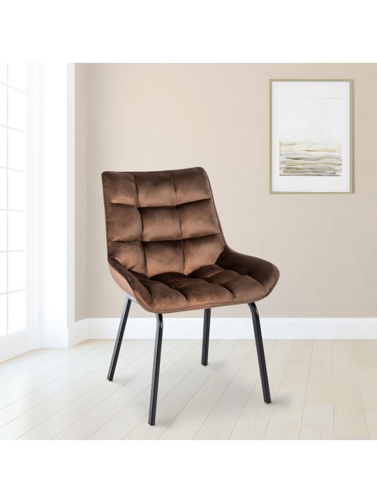 Stoel Saranda fluweel, bruin Stoel Saranda fluweel, bruin