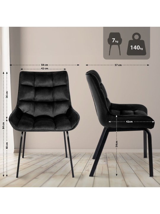 Stoel Saranda fluweel, zwart Stoel Saranda fluweel, zwart
