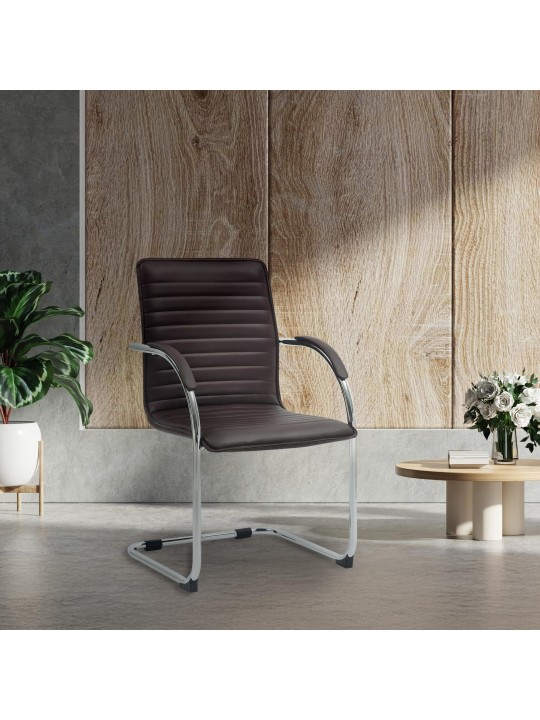 Set van 2 bezoekersstoelen Tira kunstleer, bruin