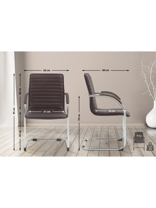 Set van 2 bezoekersstoelen Tira kunstleer, bruin